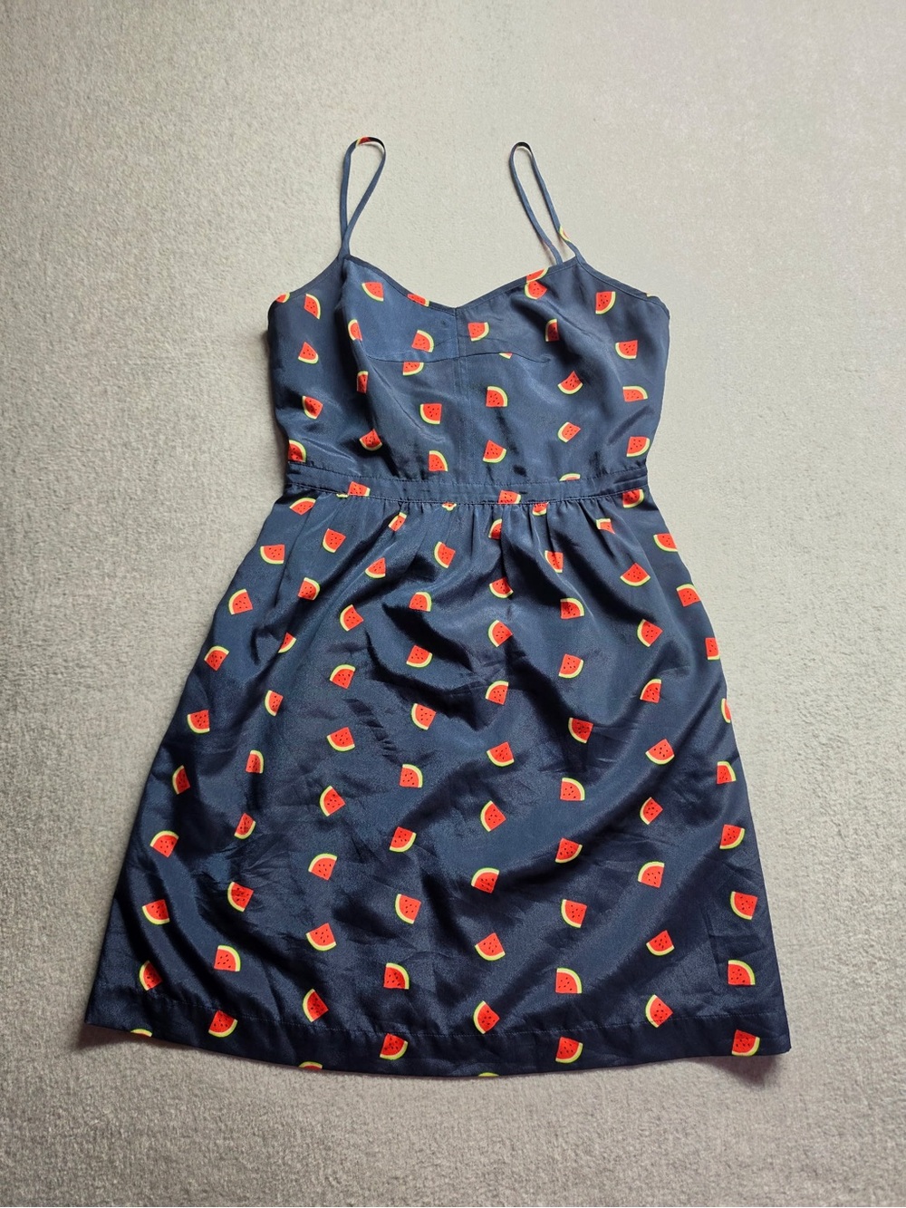 J. Crew Navy Watermelon Print Spaghetti Strap Dress